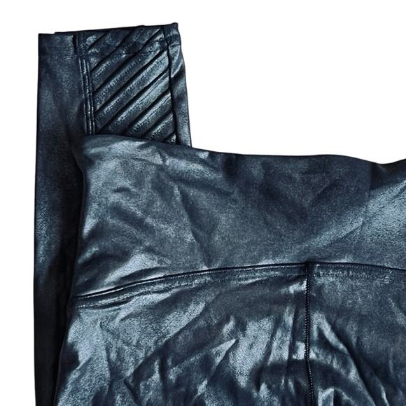 Spanx Women’s Sz M Black Faux Leather Moto Leggings Pants Pull On - Picture 9 of 12